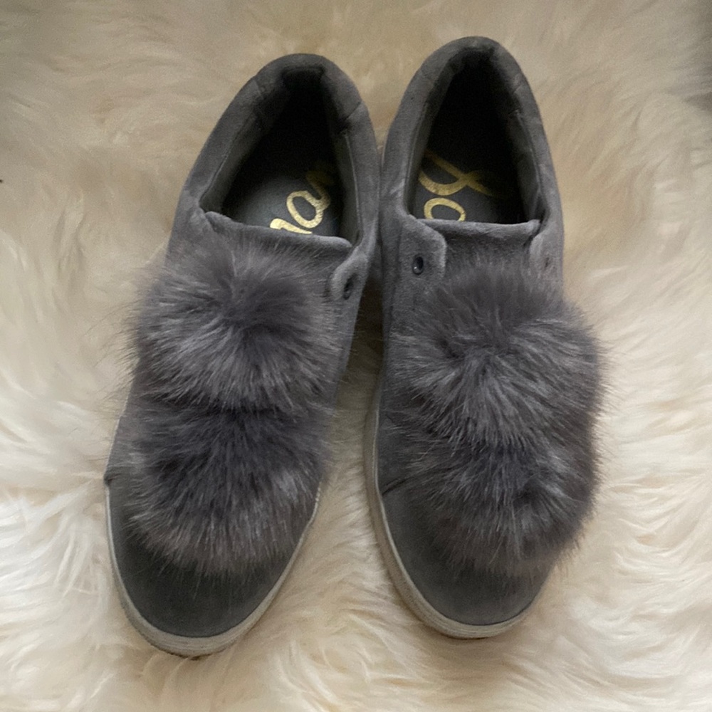 Sam Edelman Grey Faux Fur grey slip on sneakers